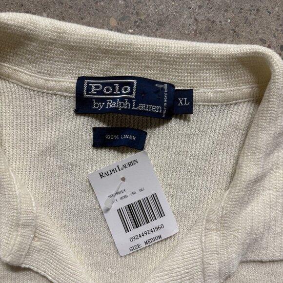 VINTAGE 90S POLO BY RALPH LAUREN MENS SHORT SLEEVE 100% LINEN SHIRT SIZE XL - Picture 2 of 5